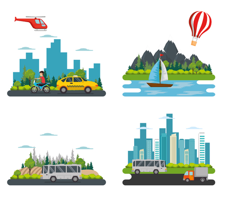 transport logistic set vehicles vector illustration designのイラスト素材