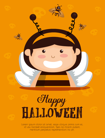 girl dressed up as a little bee vector illustration designのイラスト素材