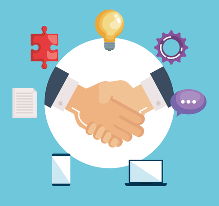 handshake business with teamwork icons vector illustration designのイラスト素材
