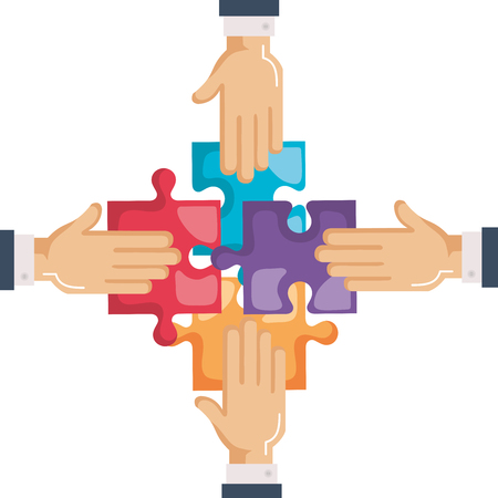 hands person with puzzle game vector illustration designのイラスト素材