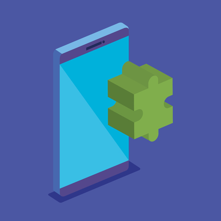 puzzle game pieces with smartphone teamwork vector illustrationのイラスト素材