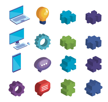 business teamwork set icons vector illustration designのイラスト素材