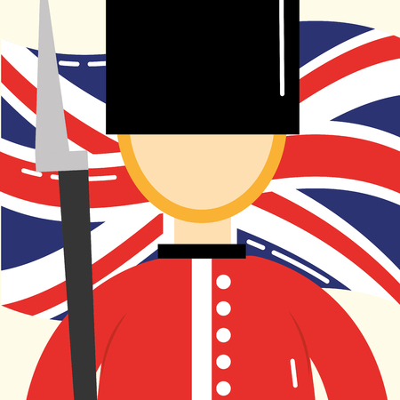 visit london british soldier wave flag background vector illustrationのイラスト素材