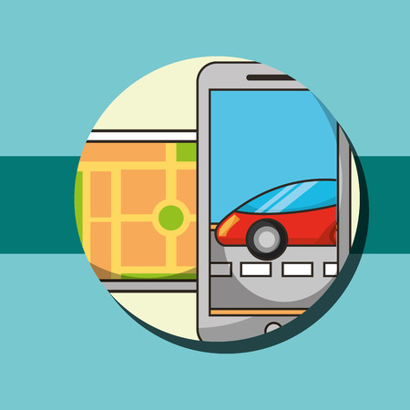 autonomous car sticker screen ubication smartphone vector illustrationのイラスト素材
