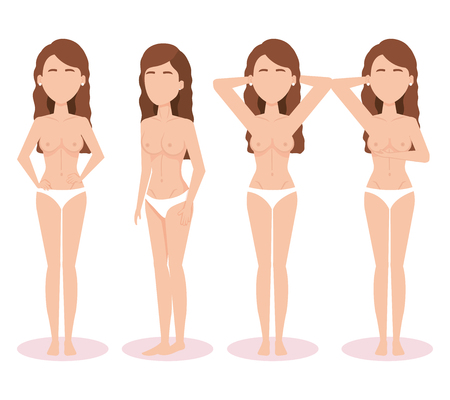 women figures with breast cancer test vector illustration designのイラスト素材