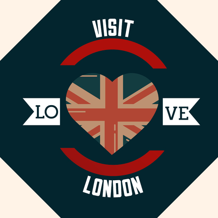 love visit london sticker sign heart flag vector illustrationのイラスト素材