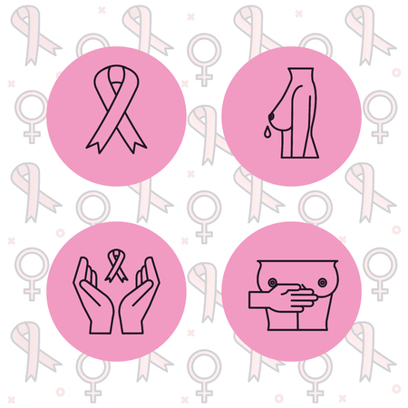 breast cancer set icons vector illustration designのイラスト素材