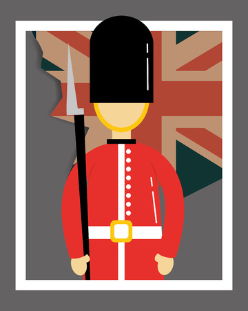 love visit london frame british soldier vntage flag vector illustrationのイラスト素材