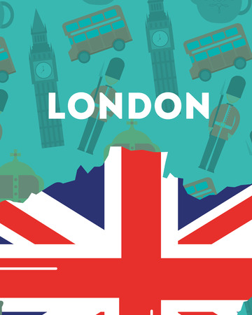 love visit london sign grunge flag style big ben crown background vector illustrationのイラスト素材
