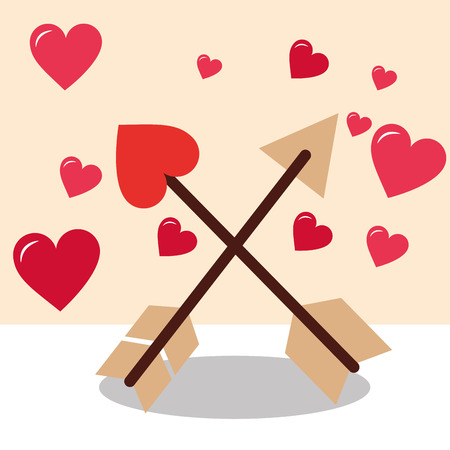 valentines day love hearts arroweds romantic vector illustrationのイラスト素材