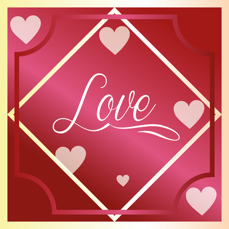 valentines day love figure frame pink hearts vector illustrationのイラスト素材