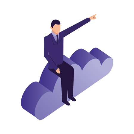 elegant businessman with cloud computing vector illustration designのイラスト素材