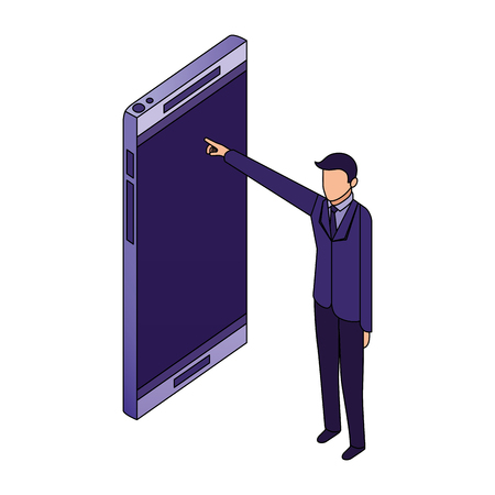 elegant businessman with smartphone vector illustration designのイラスト素材