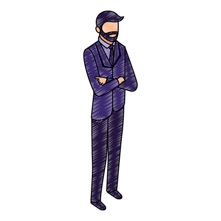 data network businessman male bearded vector illustrationのイラスト素材