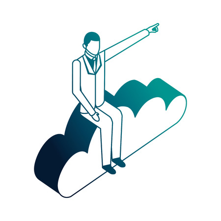 elegant businessman with cloud computing vector illustration designのイラスト素材