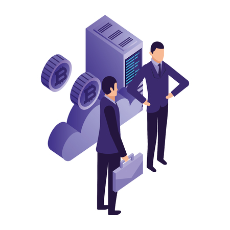 businessmen with cloud computing and set icons vector illustration designのイラスト素材