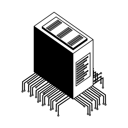 server data center with electronic circuit isometric icon vector illustration designのイラスト素材