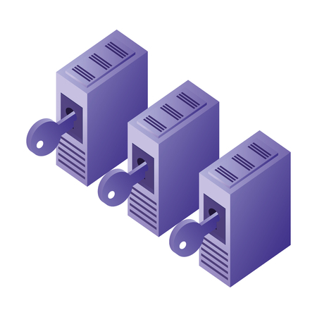 database server center security protection networking vector illustrationのイラスト素材