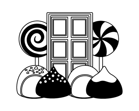 chocolated bar with sweet candies isolated icon vector illustration designのイラスト素材