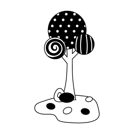 lollipop tree sweet candy scene vector illustration designのイラスト素材