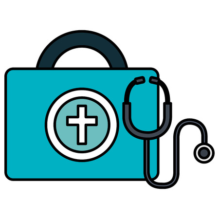 medical kit with stethoscope vector illustration designのイラスト素材