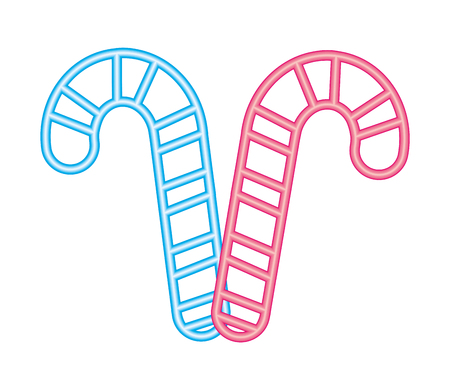 neon two sweet candy canes peppermint vector illustrationのイラスト素材