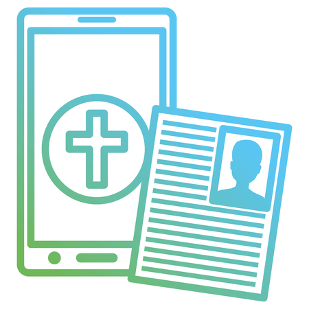smartphone with medical curriculum vector illustration designのイラスト素材