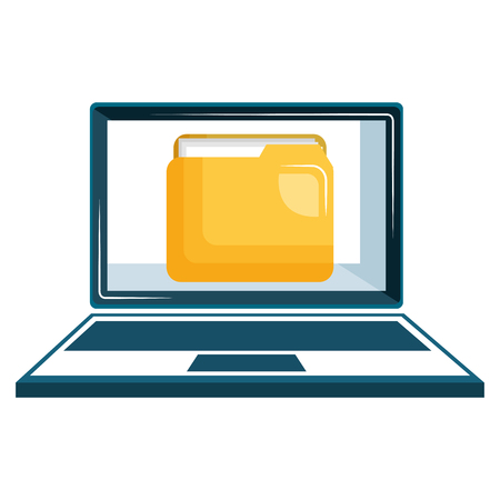 laptop computer with folder vector illustration designのイラスト素材