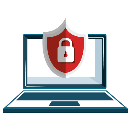 laptop computer with shield padlock vector illustration designのイラスト素材