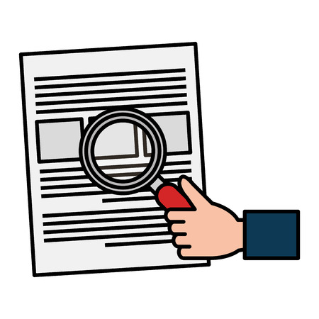 hand with magnifying glass and documents vector illustration designのイラスト素材