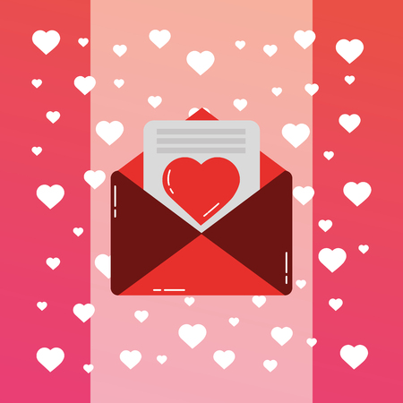 valentines day romantic love letter hearts vector illustrationのイラスト素材