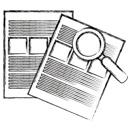 paper document with magnifying glass vector illustration designのイラスト素材