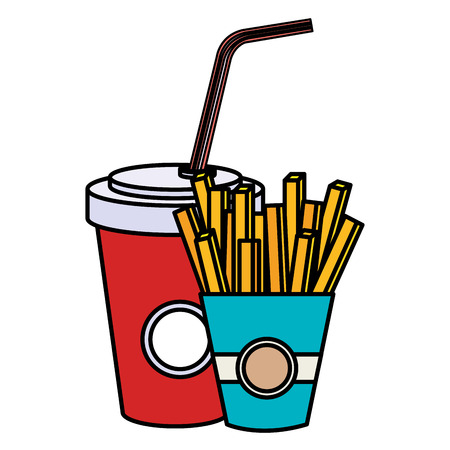delicious french fries with soda vector illustration designのイラスト素材