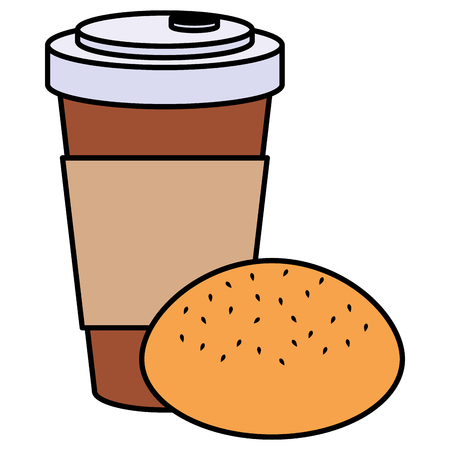 coffee drink with bread vector illustration designのイラスト素材