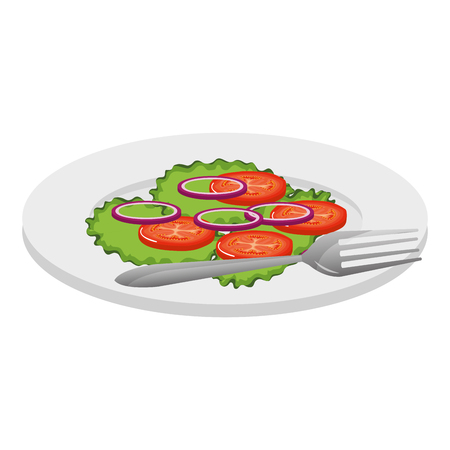 dish with vegetables and fork vector illustration designのイラスト素材