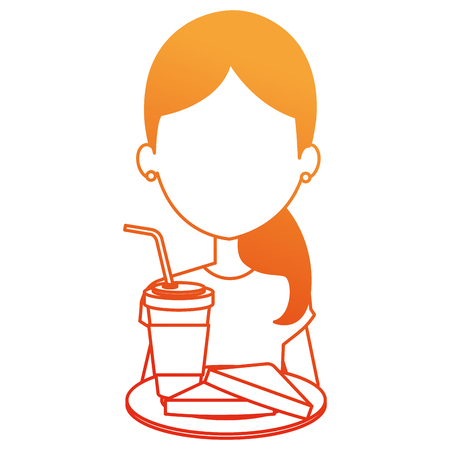 woman with coffee drink and bread vector illustration designのイラスト素材