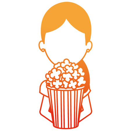 woman with pop corn character vector illustration designのイラスト素材