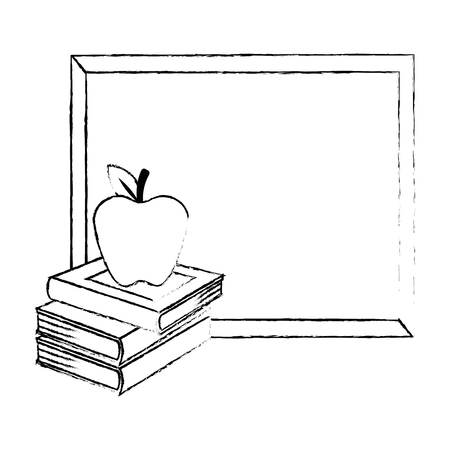 pile text books with chalkboard and apple vector illustration designのイラスト素材
