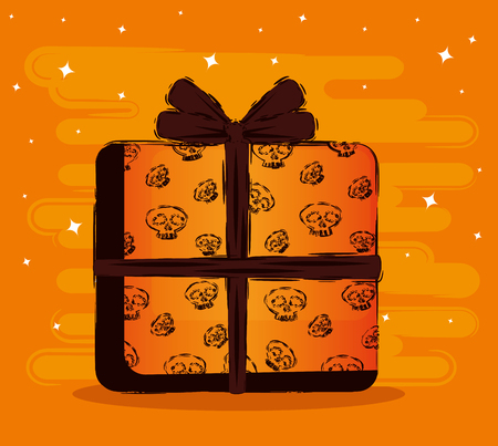 happy halloween card with gift vector illustration designのイラスト素材