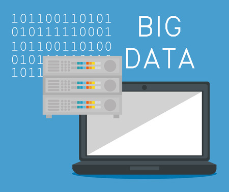 laptop computer with big data icons vector illustration designのイラスト素材