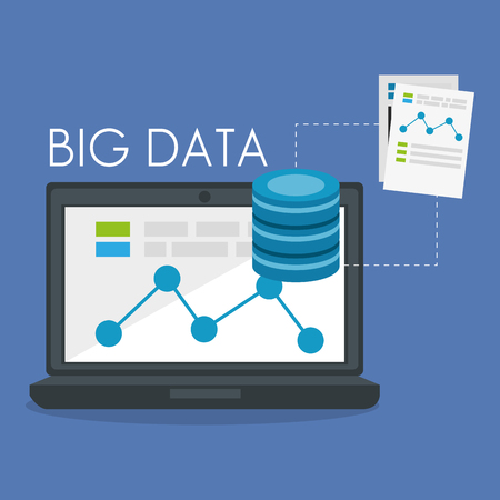 laptop computer with big data icons vector illustration designのイラスト素材