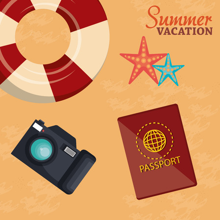 summer vacations beach with icons vector illustration designのイラスト素材