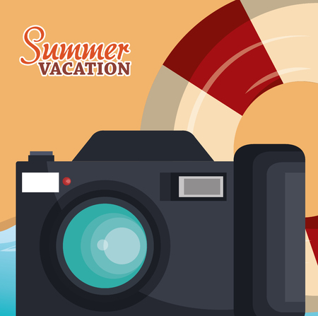 summer vacations with beach chair vector illustration designのイラスト素材