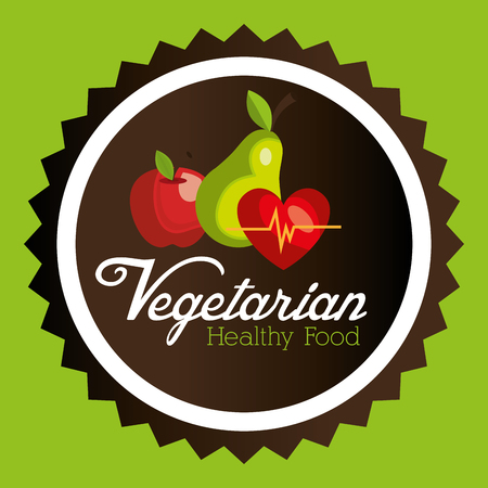 fresh fruits and heart vegetarian food vector illustration designのイラスト素材