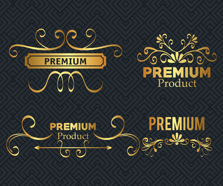 set premium quality golden frame vector illustration designのイラスト素材
