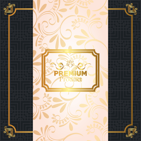 premium quality golden frame vector illustration designのイラスト素材