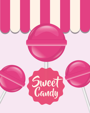 sweet candy strawberry lollipops pink background vector illustrationのイラスト素材
