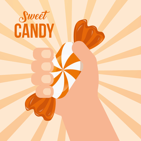 sweet candy hand holding caramel vector illustrationのイラスト素材