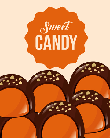 sweet candy macarons chocolate sticker sign vector illustrationのイラスト素材