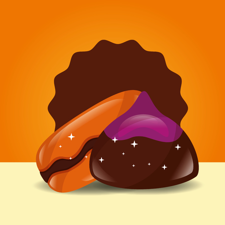 sweet candy sticker macaron chocolate vector illustrationのイラスト素材